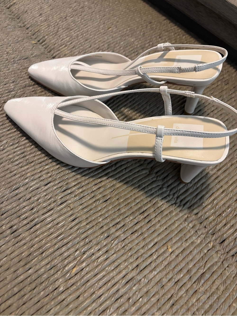 Dolce Vita White Pointed-Toe Slingback Heels